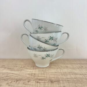 Noritake VINTAGE 60s Midori Japanese Porcelain Tea Cup Set Bamboo 6113 M18